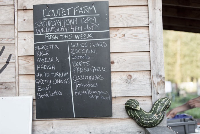 Menu Chalkboard at Loutet Farm