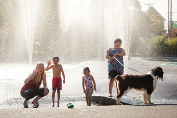 Kids at spray park