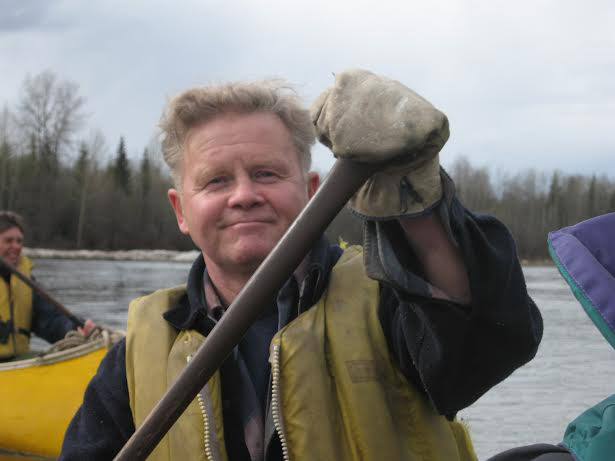 Peter in a canoe.